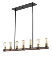 Kirkland 7 Light 44" Linear Pendant in Rustic Mahogany