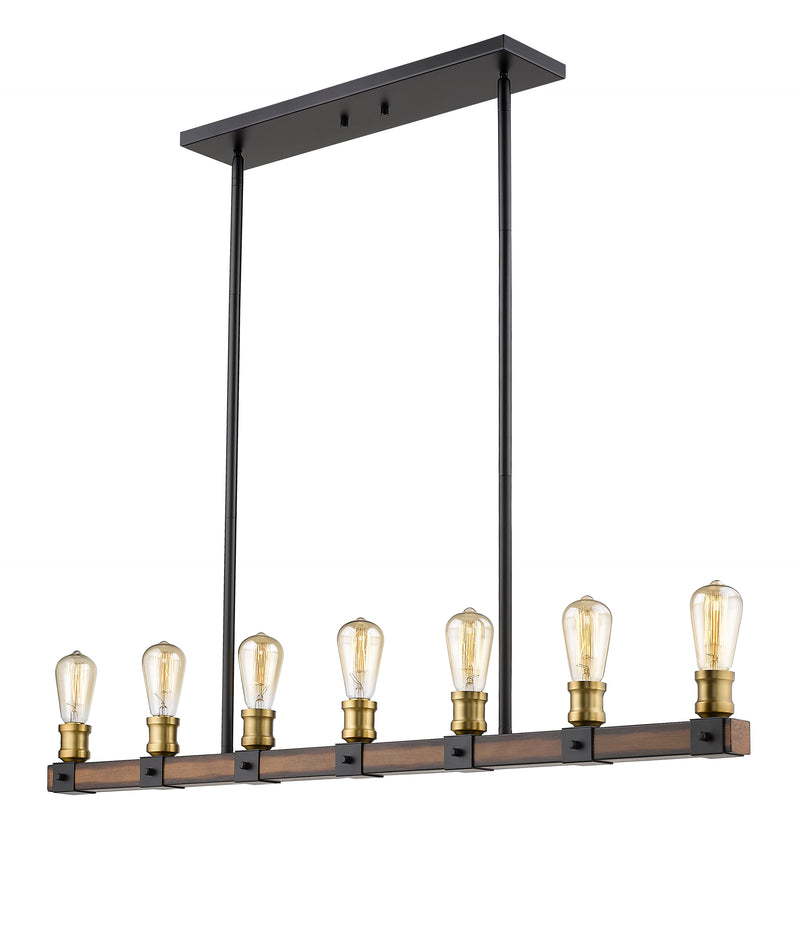 Kirkland 7 Light 44" Linear Pendant in Rustic Mahogany