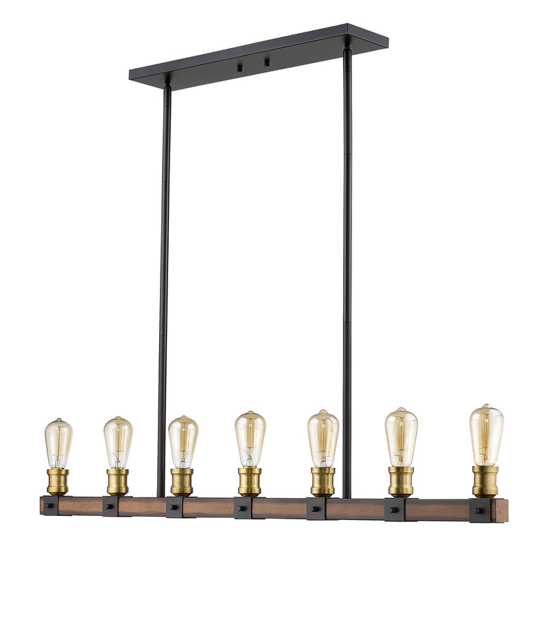 Kirkland 7 Light 44" Linear Pendant in Rustic Mahogany