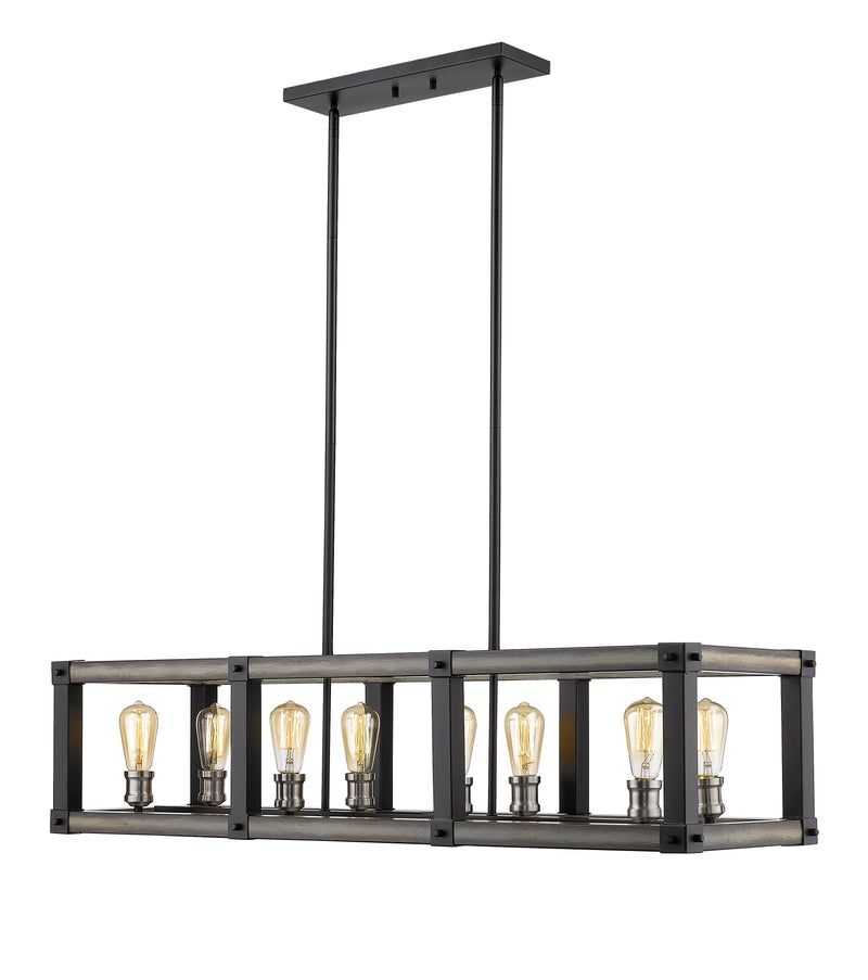 Kirkland 8 Light 44" Linear Pendant in Ashen Barnboard