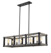 Kirkland 8 Light 44" Linear Pendant in Ashen Barnboard