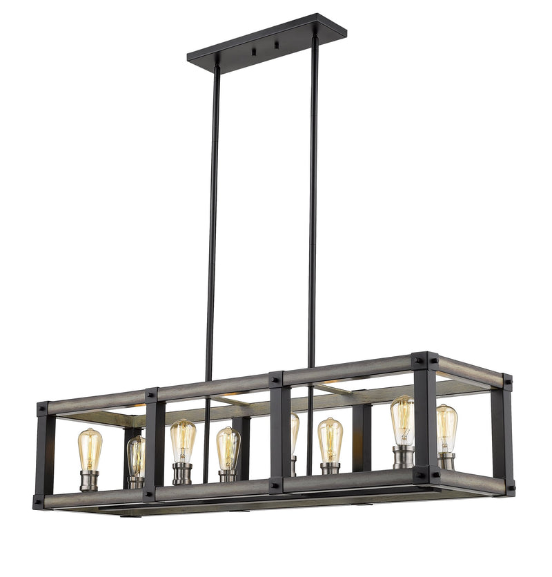 Kirkland 8 Light 44" Linear Pendant in Ashen Barnboard