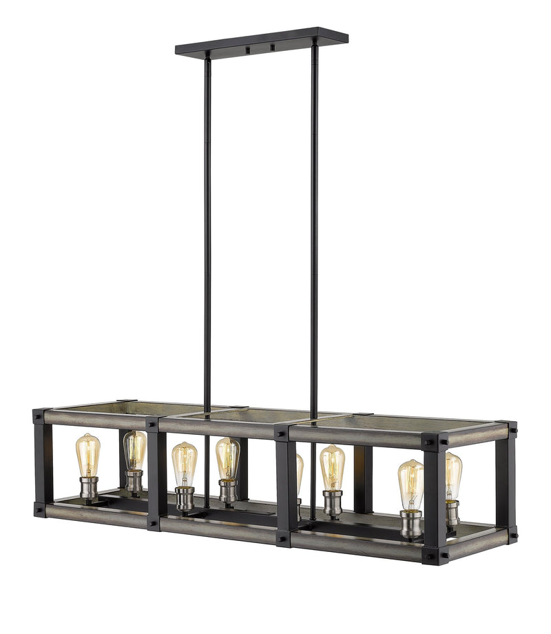 Kirkland 8 Light 44" Linear Pendant in Ashen Barnboard
