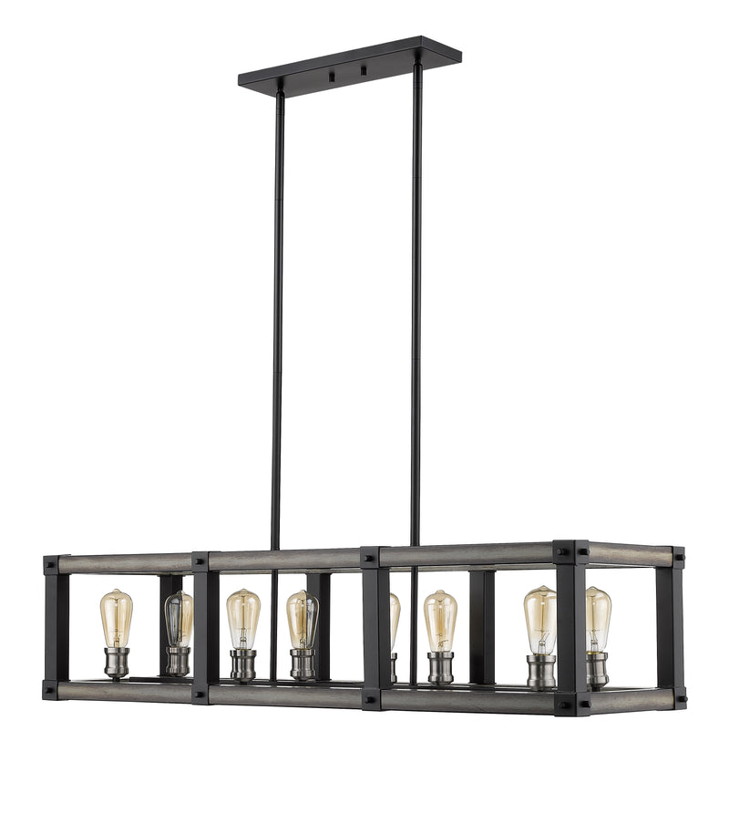 Kirkland 8 Light 44" Linear Pendant in Ashen Barnboard