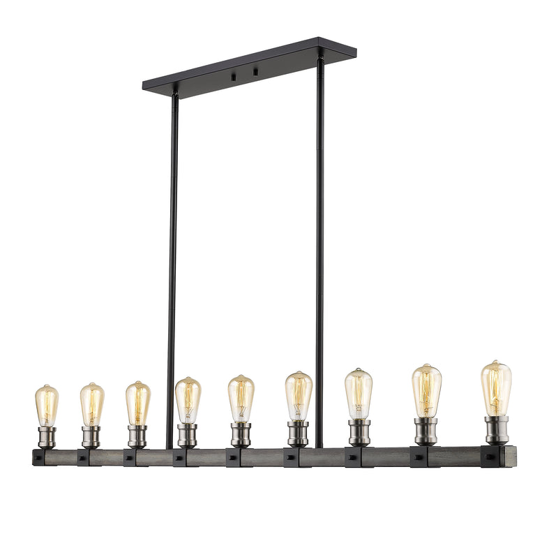 Kirkland 9 Light 56" Linear Pendant in Ashen Barnboard
