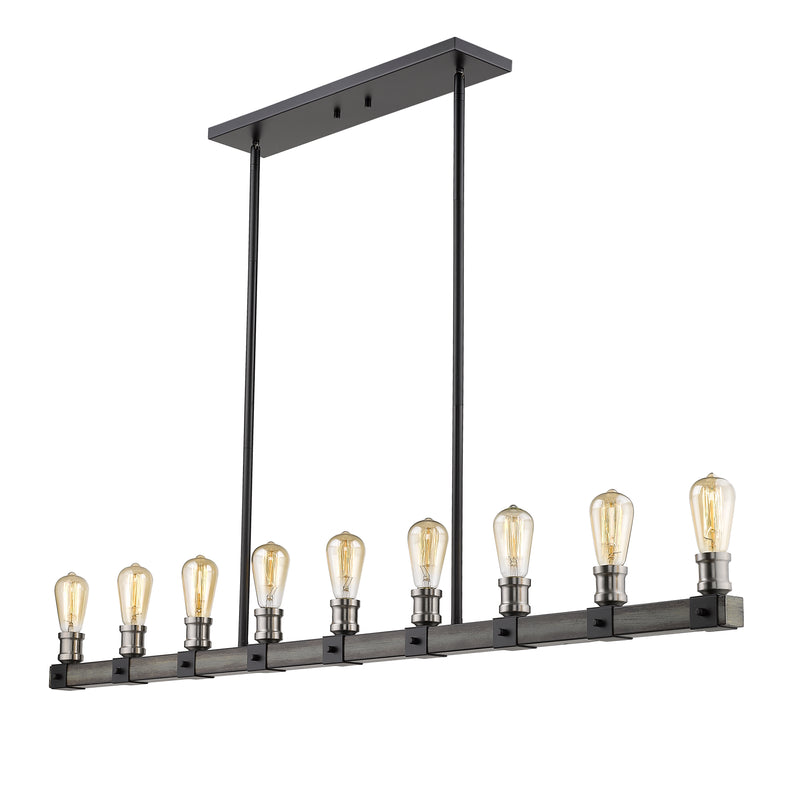 Kirkland 9 Light 56" Linear Pendant in Ashen Barnboard
