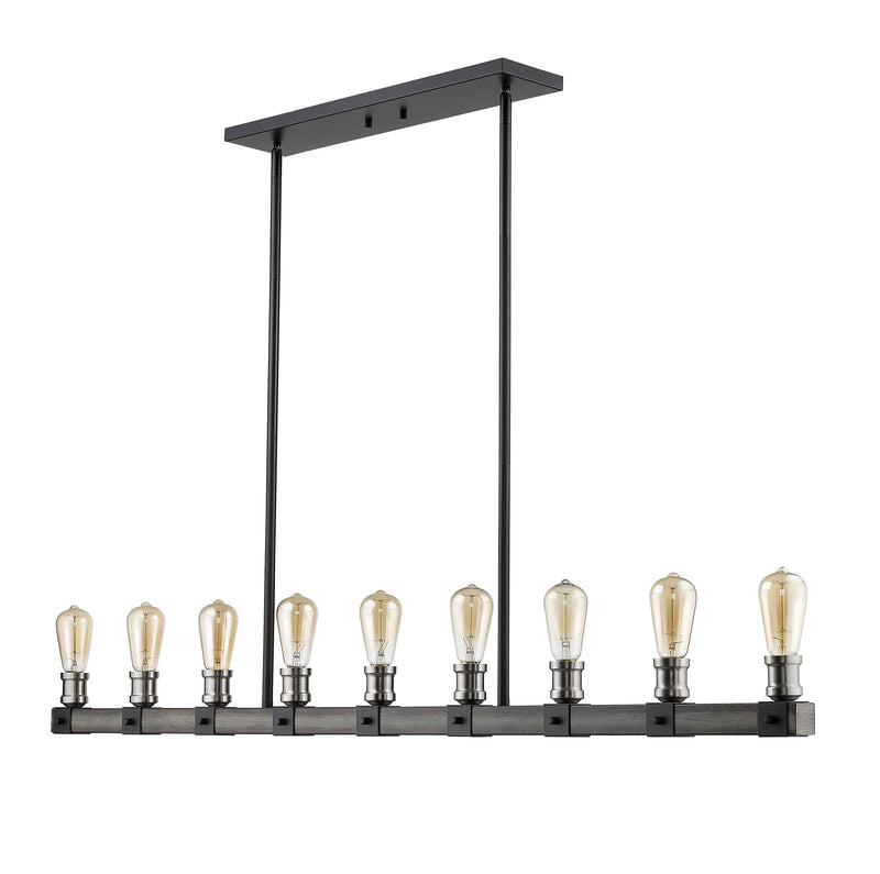 Kirkland 9 Light 56" Linear Pendant in Ashen Barnboard