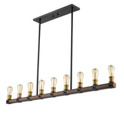 Kirkland 9 Light 56" Linear Pendant in Rustic Mahogany