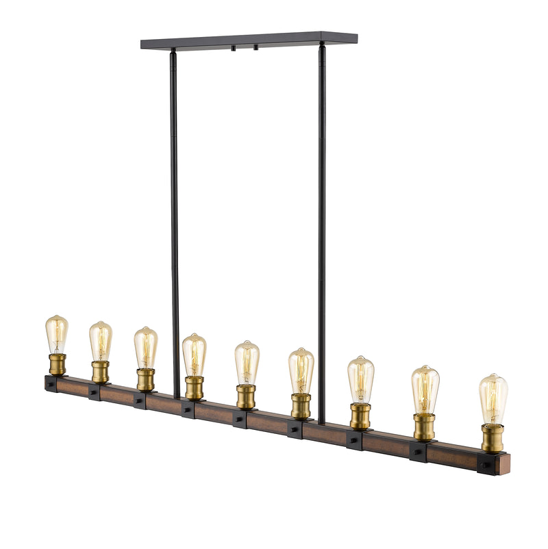 Kirkland 9 Light 56" Linear Pendant in Rustic Mahogany