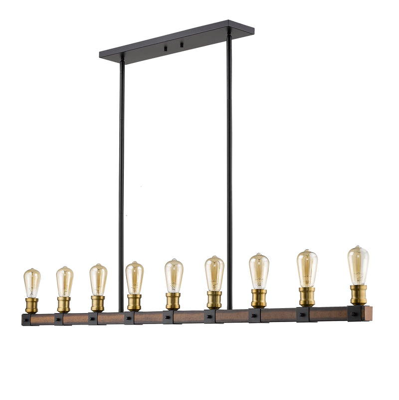 Kirkland 9 Light 56" Linear Pendant in Rustic Mahogany