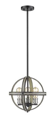 Kirkland 3 Light 14" Chandelier in Ashen Barnboard