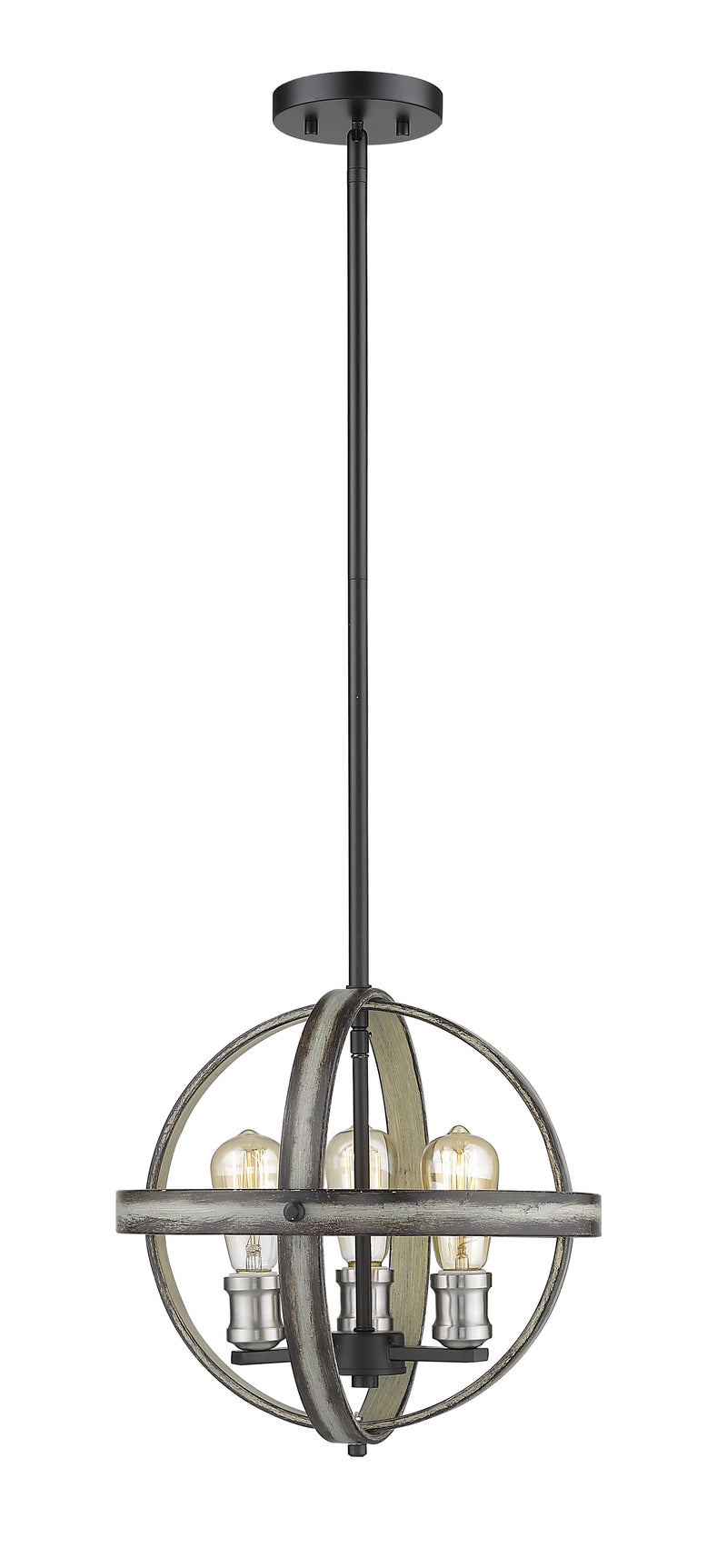 Kirkland 3 Light 14" Chandelier in Ashen Barnboard