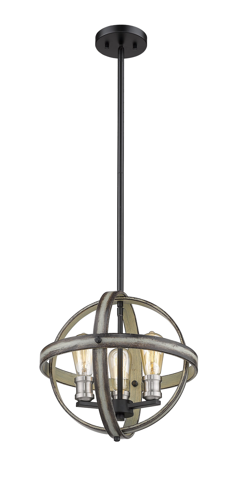 Kirkland 3 Light 14" Chandelier in Ashen Barnboard