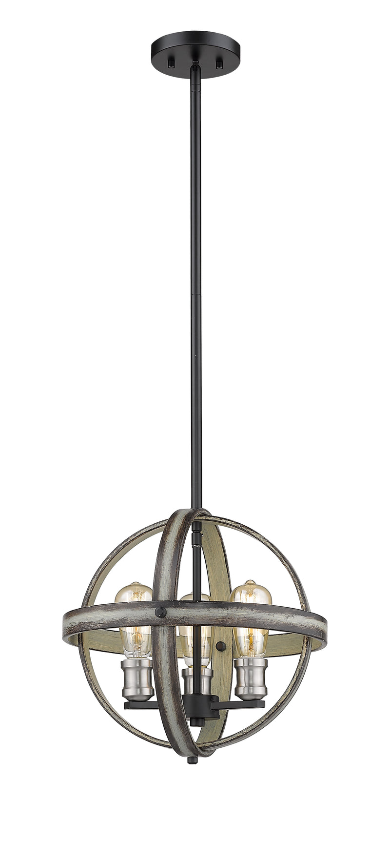 Kirkland 3 Light 14" Chandelier in Ashen Barnboard