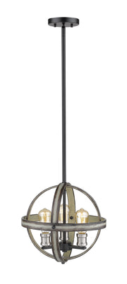 Kirkland 3 Light 14" Chandelier in Ashen Barnboard