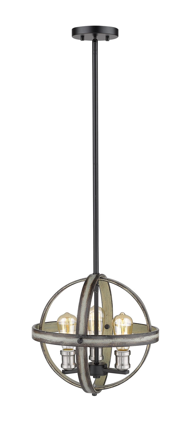 Kirkland 3 Light 14" Chandelier in Ashen Barnboard