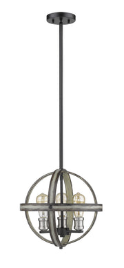 Kirkland 3 Light 14" Chandelier in Ashen Barnboard