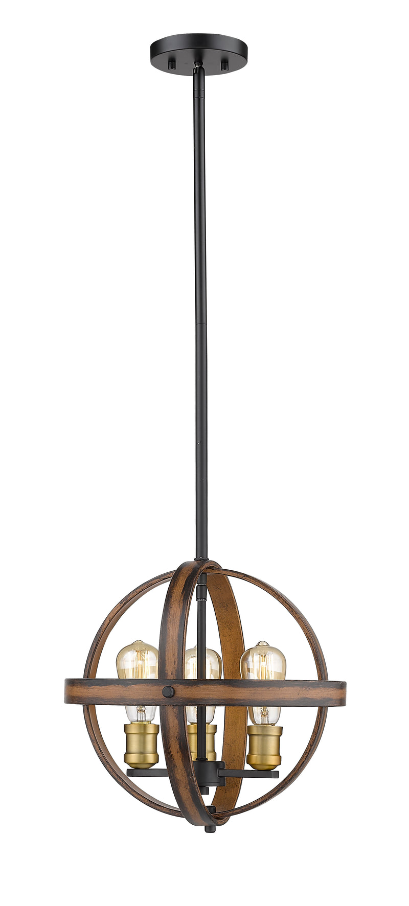 Kirkland 3 Light 14" Chandelier in Rustic Mahogany