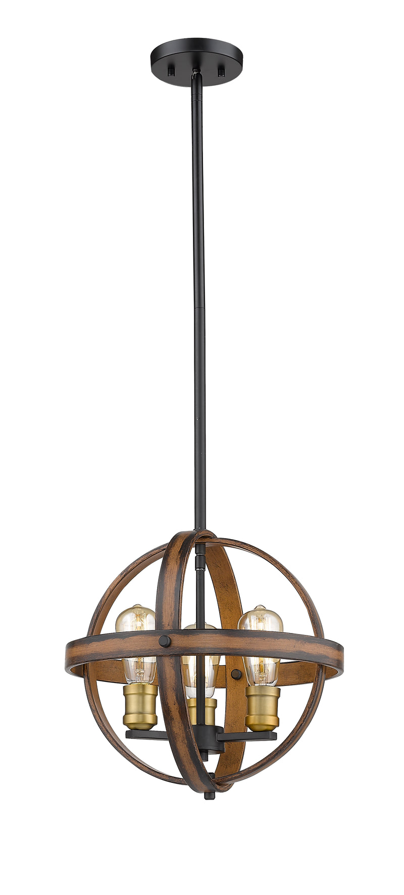 Kirkland 3 Light 14" Chandelier in Rustic Mahogany