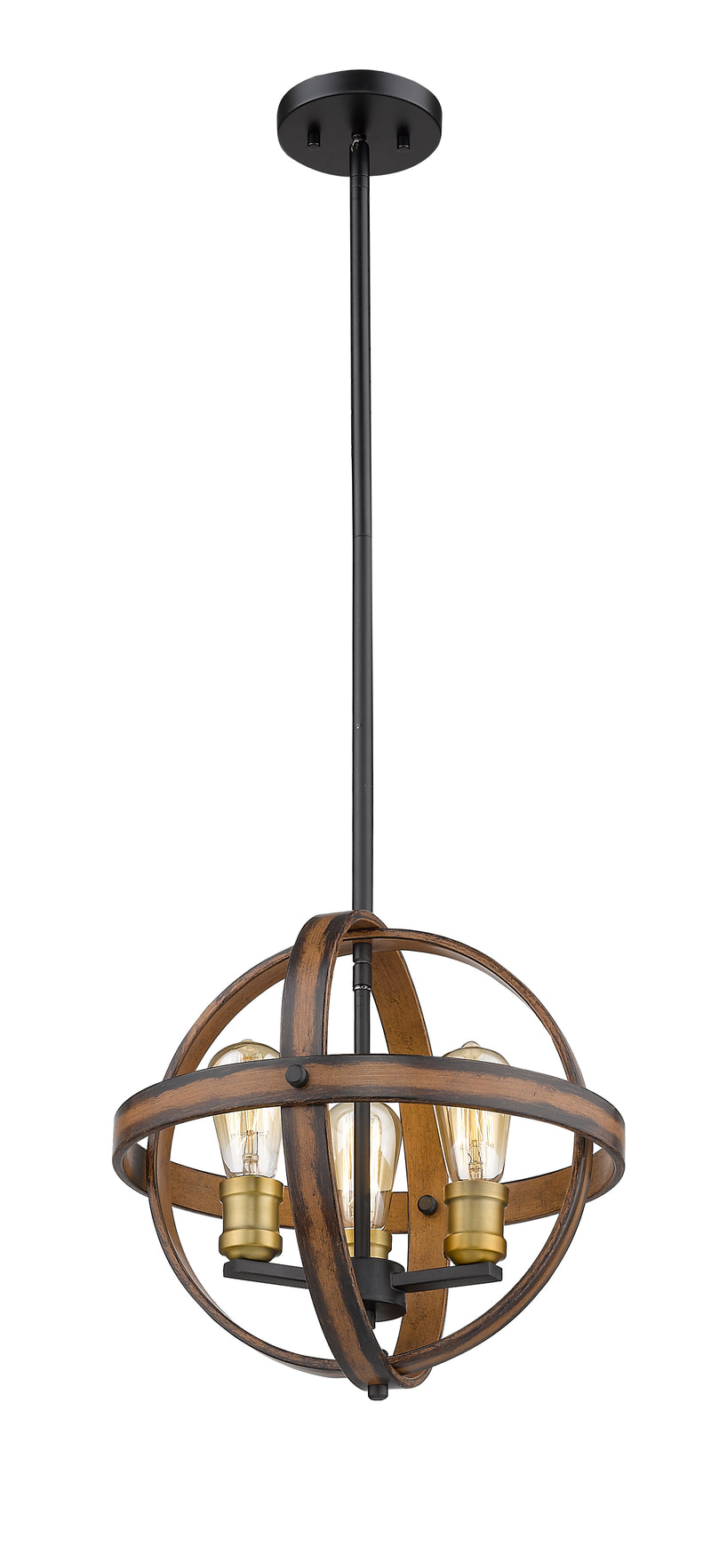 Kirkland 3 Light 14" Chandelier in Rustic Mahogany