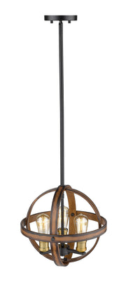 Kirkland 3 Light 14" Chandelier in Rustic Mahogany