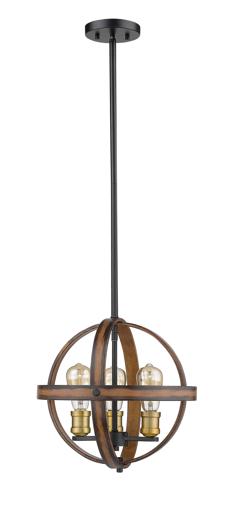 Kirkland 3 Light 14" Chandelier in Rustic Mahogany