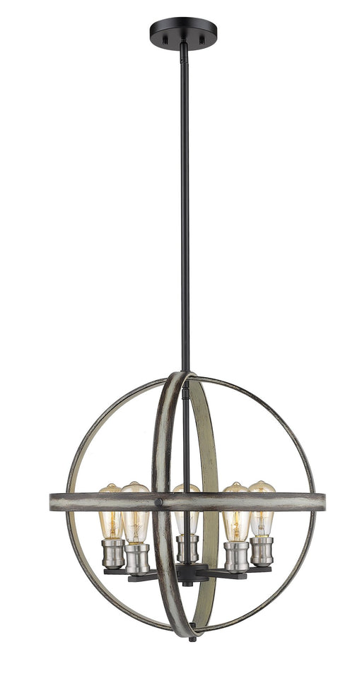 Kirkland 5 Light 20" Chandelier, 19.75" Tall in Ashen Barnboard