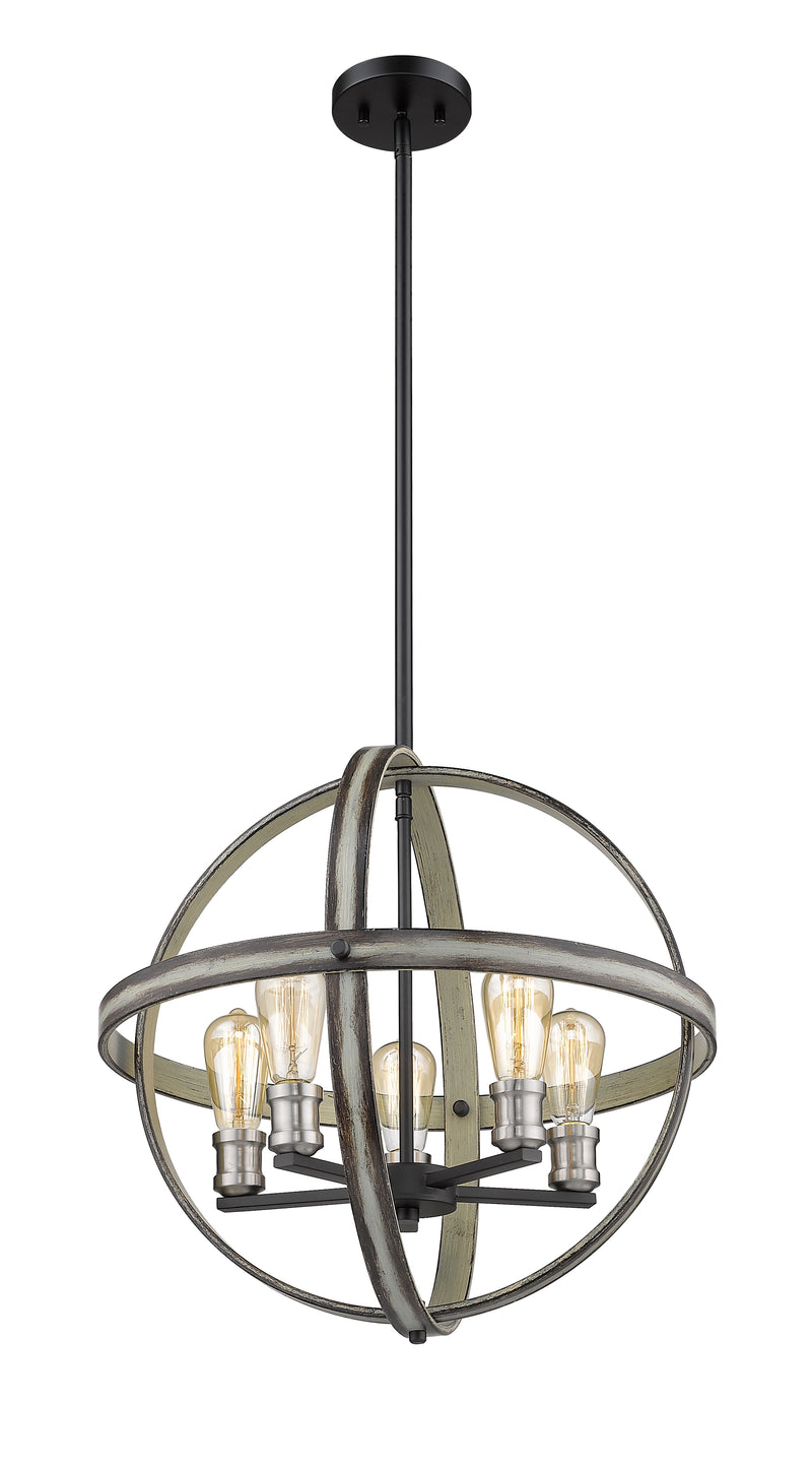 Kirkland 5 Light 20" Chandelier, 19.75" Tall in Ashen Barnboard