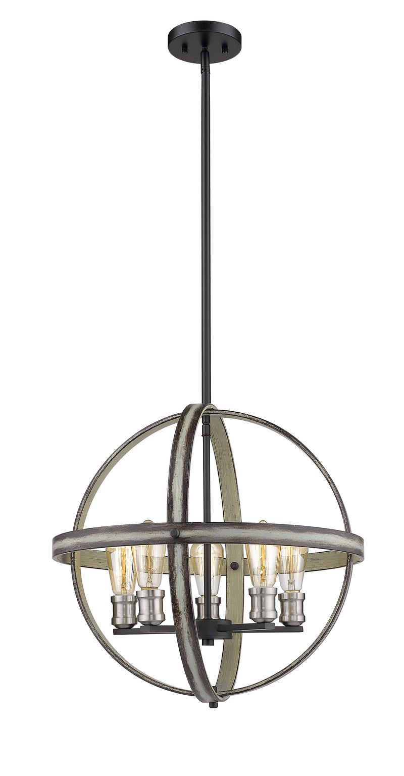 Kirkland 5 Light 20" Chandelier, 19.75" Tall in Ashen Barnboard