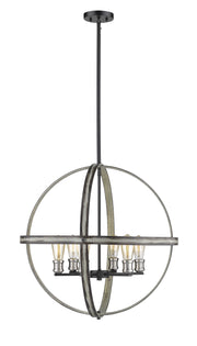 Kirkland 6 Light 26" Chandelier in Ashen Barnboard