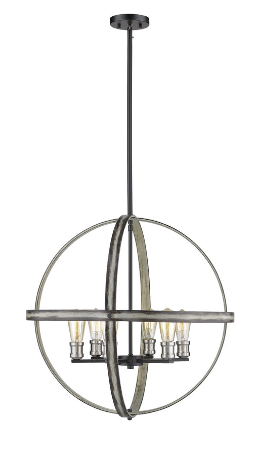 Kirkland 6 Light 26" Chandelier in Ashen Barnboard