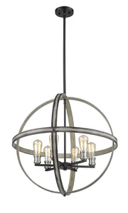 Kirkland 6 Light 26" Chandelier in Ashen Barnboard