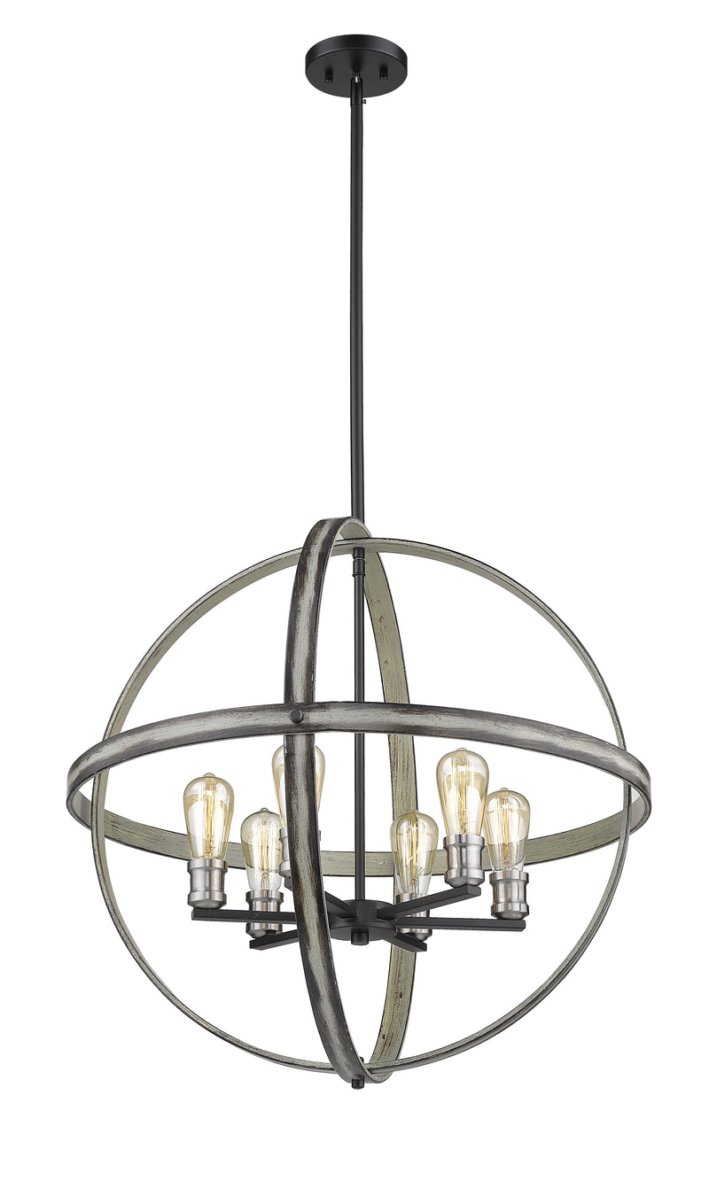 Kirkland 6 Light 26" Chandelier in Ashen Barnboard