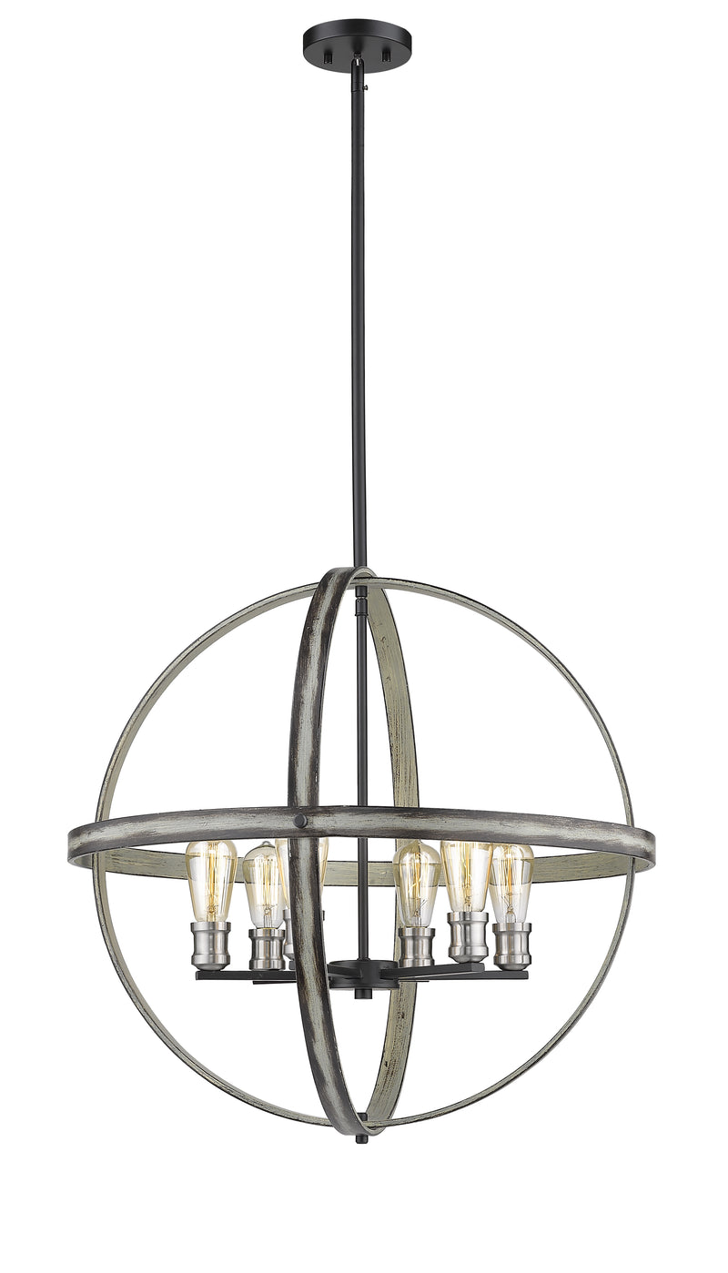 Kirkland 6 Light 26" Chandelier in Ashen Barnboard