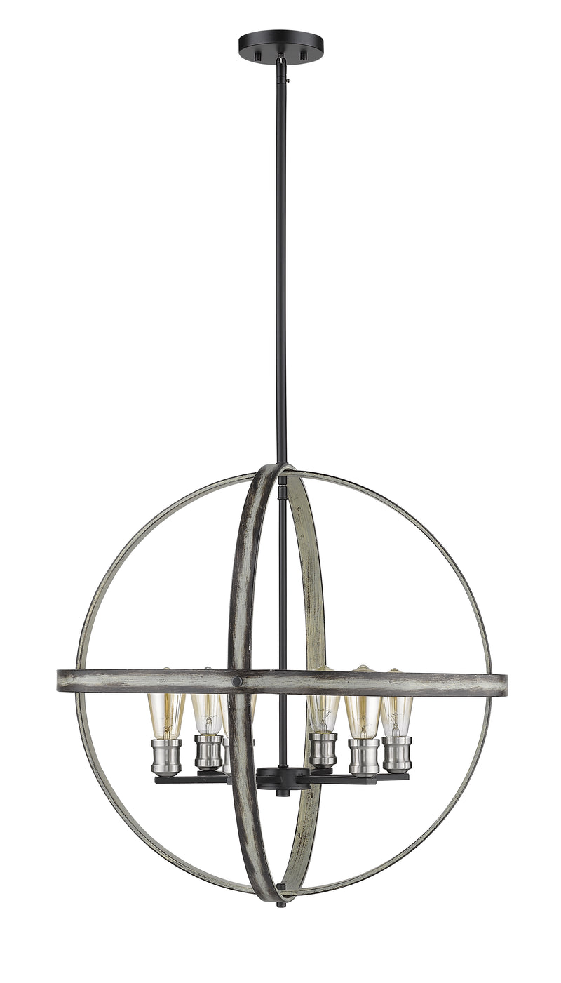 Kirkland 6 Light 26" Chandelier in Ashen Barnboard