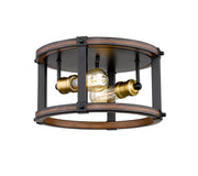 Kirkland 2 Light 12.75" Flush Mount in Rustic Mahogany
