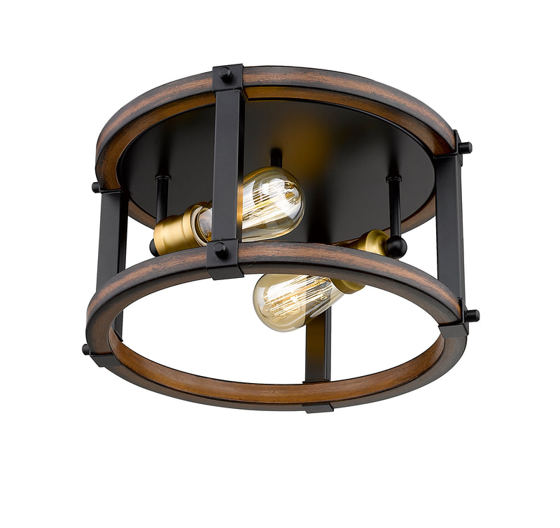 Kirkland 2 Light 12.75" Flush Mount in Rustic Mahogany