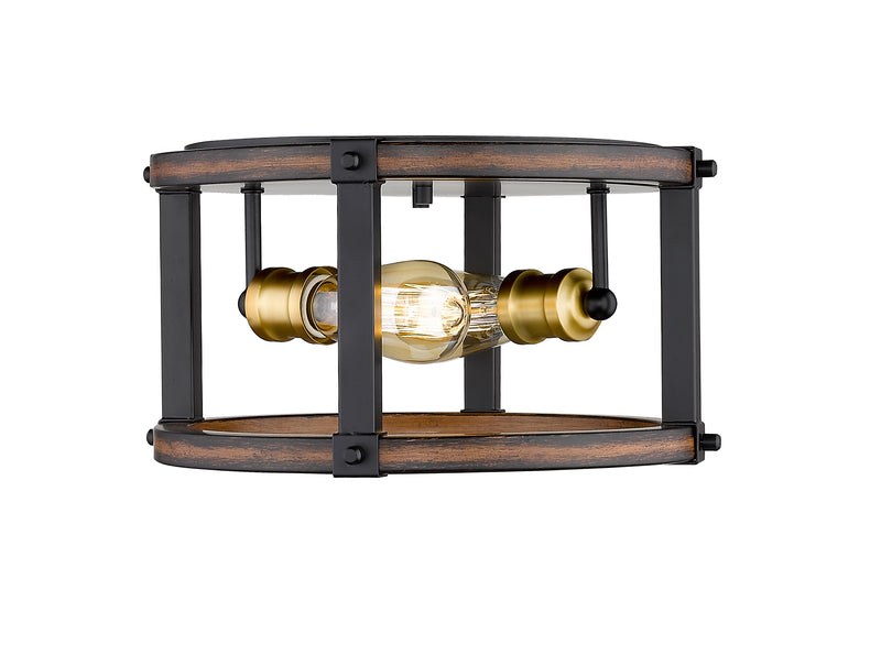 Kirkland 2 Light 12.75" Flush Mount in Rustic Mahogany