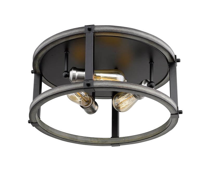 Kirkland 3 Light 16.25" Flush Mount, Round in Ashen Barnboard