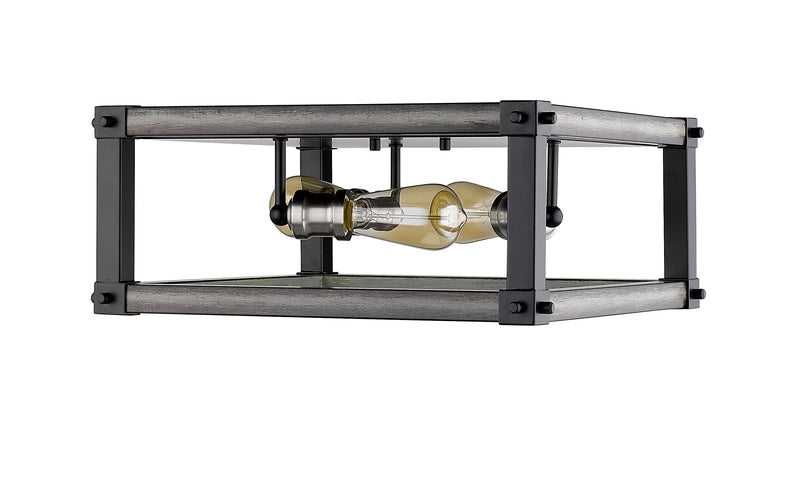 Kirkland 3 Light 16.25" Flush Mount, Square in Ashen Barnboard