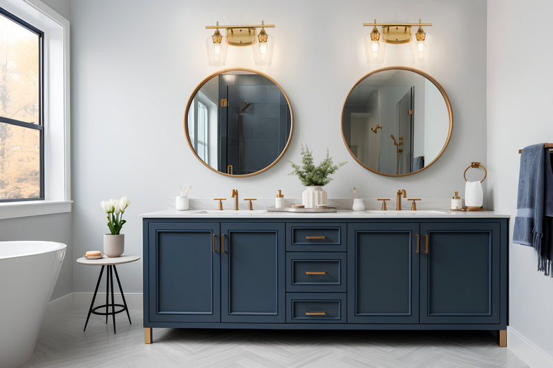 Joliet 2 Light 15" Vanity in Burnished Brass in a room setting