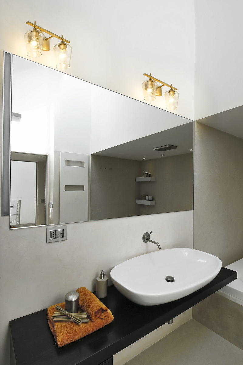 Joliet 2 Light 15" Vanity in Olde Brass in a room setting