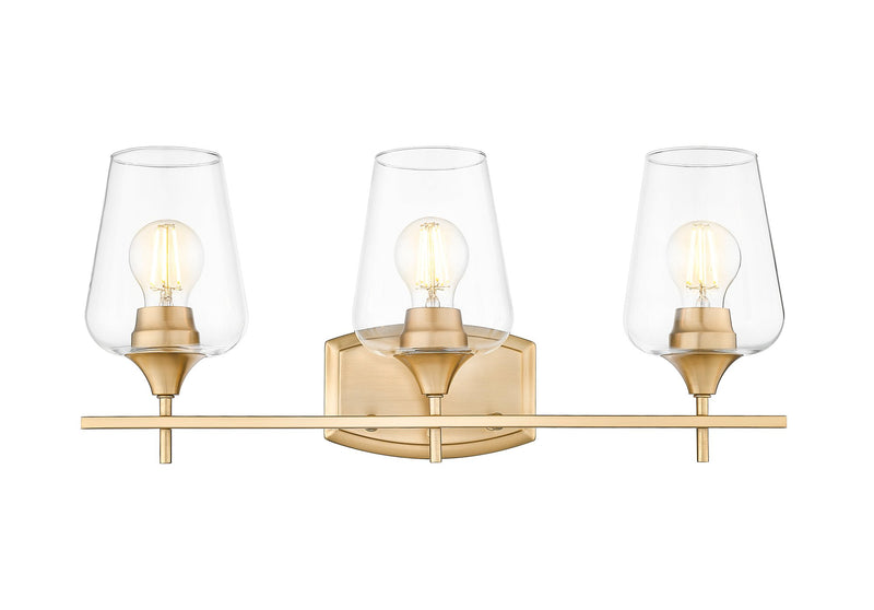 Joliet 3 Light Vanity in Burnished Brass