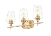 Joliet 3 Light Vanity in Burnished Brass