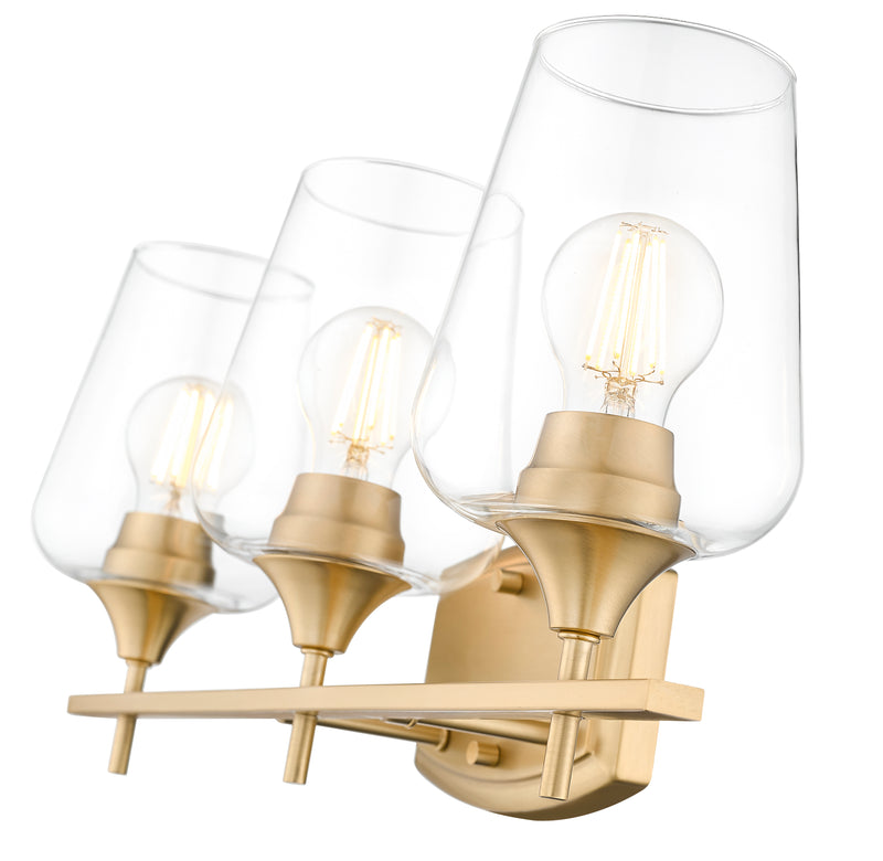 Joliet 3 Light Vanity in Burnished Brass