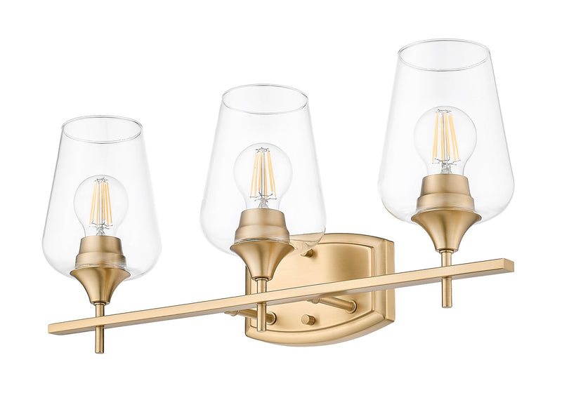 Joliet 3 Light Vanity in Burnished Brass