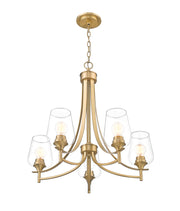 Joliet 5 Light 25" Chandelier in Burnished Brass