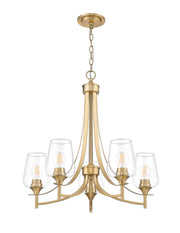 Joliet 5 Light 25" Chandelier in Burnished Brass