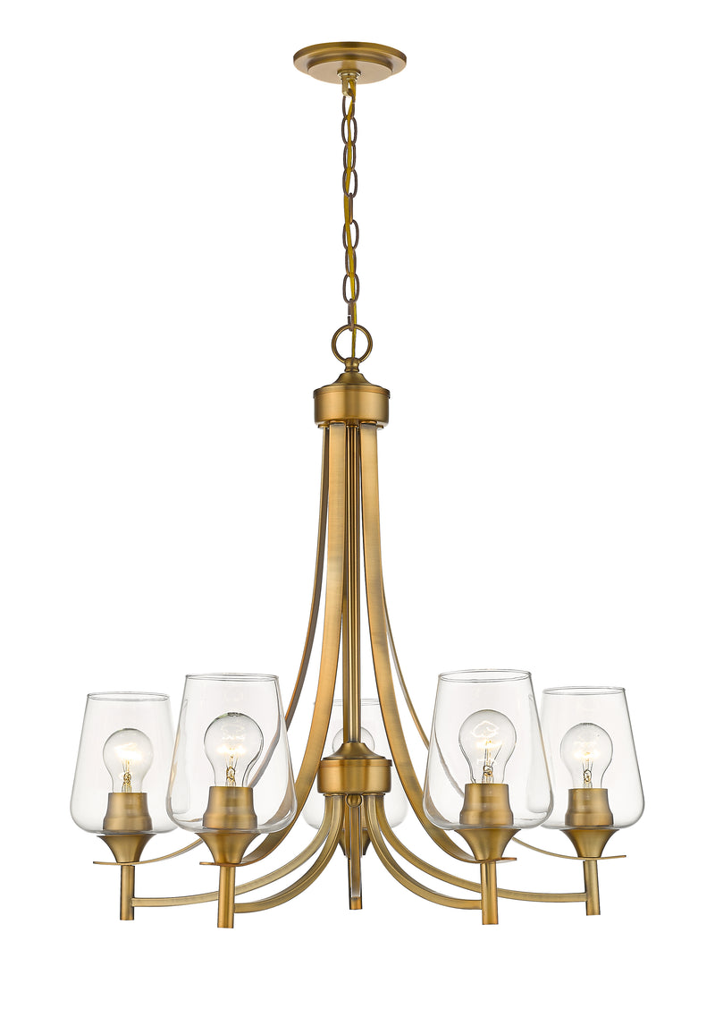 Joliet 5 Light 25" Chandelier in Olde Brass