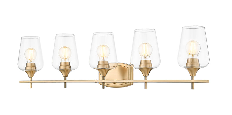 Joliet 5 Light Vanity in Burnished Brass
